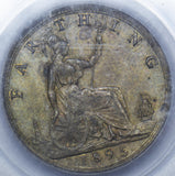 1895 Farthing (PCGS MS62 BN) - Victoria British Bronze Coin - Very Nice