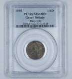 1895 Farthing (PCGS MS62 BN) - Victoria British Bronze Coin - Very Nice