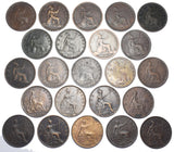 1861 - 1901 Pennies Lot (23 Coins, duplicated) - Victoria British Bronze Coins