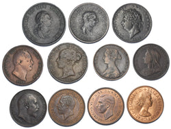 1799 - 1959 Halfpennies Type Set (11 Coins) - British Copper Bronze Coins Lot