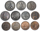 1799 - 1959 Halfpennies Type Set (11 Coins) - British Copper Bronze Coins Lot