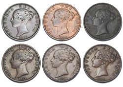 1853 - 1859 Halfpennies Lot (6 Coins) - Victoria British Copper Coins