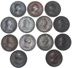 1799 Halfpennies Lot (13 Coins) - George III British Copper Coins