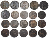 1853 - 1887 Halfpennies Lot (20 Coins, Duplicated) - British Copper Bronze