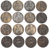 1902 Better Grade Halfpennies Lot (16 Coins) - Edward VII British Bronze Coins