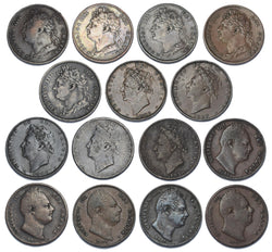1821 - 1837 Farthings Date Run (15 Coins) - British Copper Coins Lot