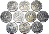 1951 Crowns Lot (10 Coins) - George VI British Coins - High Grades