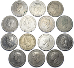1951 Crowns Lot (14 Coins, Impaired) - George VI British Coins