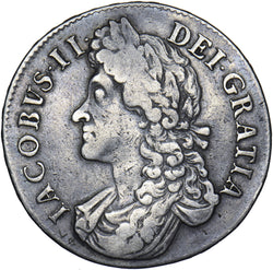 1687 Crown - James II British Silver Coin - Nice