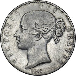 1845 Crown - Victoria British Silver Coin