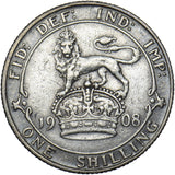 1908 Shilling - Edward VII British Silver Coin - Nice