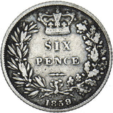 1859 Sixpence - Victoria British Silver Coin