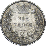 1864 Sixpence (Die no. 33) - Victoria British Silver Coin - Very Nice