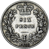 1870 Sixpence (Die no. 9) - Victoria British Silver Coin