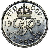 1951 Proof Sixpence - George VI British  Coin - Superb