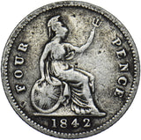 1842 Groat (Fourpence) - Victoria British Silver Coin