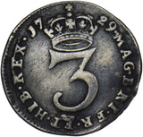 1729 Threepence - George II British Silver Coin