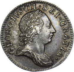 1762 Threepence - George III British Silver Coin - Very Nice