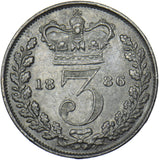 1886 Threepence - Victoria British Silver Coin - Nice