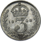 1908 Threepence - Edward VII British Silver Coin - Very Nice