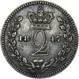 1847 Maundy Twopence - Victoria British Silver Coin - Nice