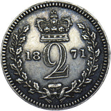 1871 Maundy Twopence - Victoria British Silver Coin - Nice