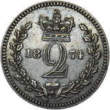 1874 Maundy Twopence - Victoria British Silver Coin - Very Nice