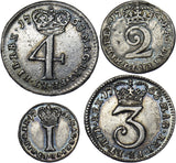 1763 Maundy Set - George III British Silver Coins - Nice
