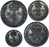 1901 Maundy Set - Victoria British Silver Coins - Nice