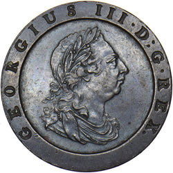 1797 Cartwheel Twopence - George III British Copper Coin - Very Nice