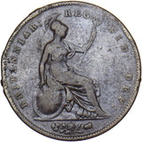 1849 Penny (Damage) - Victoria British Copper Coin