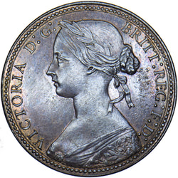 1860 Penny (Beaded Border F6) - Victoria British Bronze Coin - Very Nice