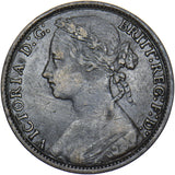 1875 Penny - Victoria British Bronze Coin - Nice