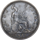 1878 Penny - Victoria British Bronze Coin - Nice