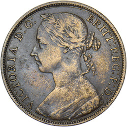 1887 Penny - Victoria British Bronze Coin - Nice