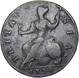 1734 Halfpenny - George II British Copper Coin