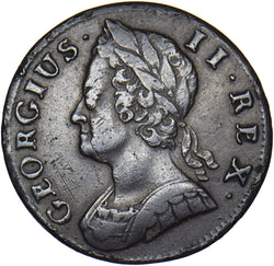 1745 Halfpenny - George II British Copper Coin - Nice
