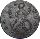 1748 Halfpenny - George II British Copper Coin - Nice