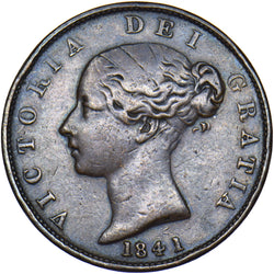 1841 Halfpenny - Victoria British Copper Coin - Nice