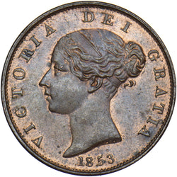 1853 Halfpenny - Victoria British Copper Coin - Superb