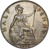 1898 Halfpenny - Victoria British Bronze Coin - Very Nice