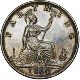1860 Farthing - Victoria British Bronze Coin - Very Nice