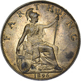1896 Farthing - Victoria British Bronze Coin - Superb