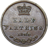 1844 Half Farthing (E Over N) - Victoria British Copper Coin - Nice
