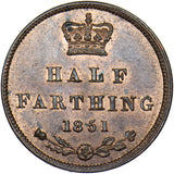 1851 Half Farthing - Victoria British Copper Coin - Superb