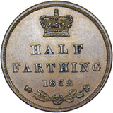 1852 Half Farthing - Victoria British Copper Coin - Superb