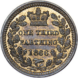 1866 Third Farthing - Victoria British Bronze Coin - Superb