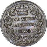 1884 Third Farthing - Victoria British Bronze Coin - Very Nice