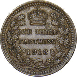 1913 Third Farthing - George V British Bronze Coin - Nice