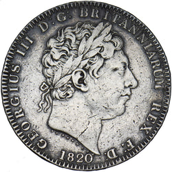 1820 Crown - George III British Silver Coin - Nice